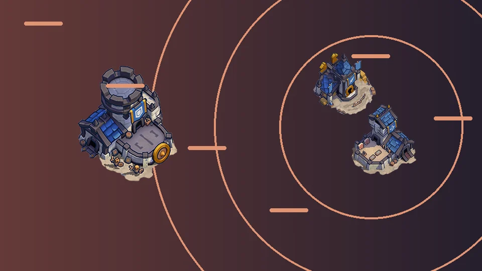 Kingshot building relationship artwork featuring Stable, Range